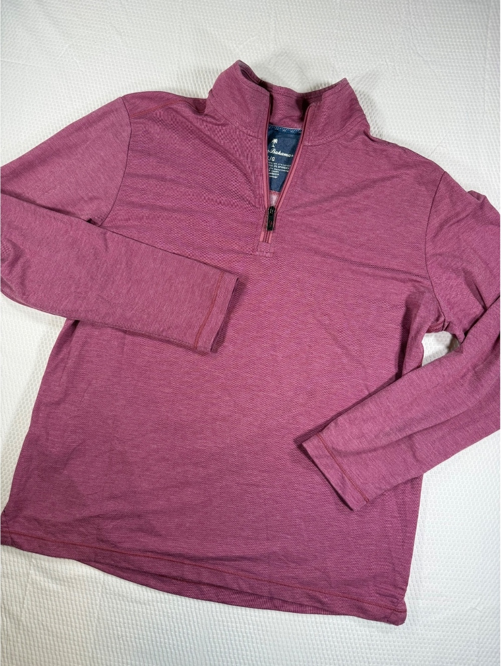 Tommy Bahama Men’s L Golf Quarter Zip Pullover Pink Heather Performance Casual